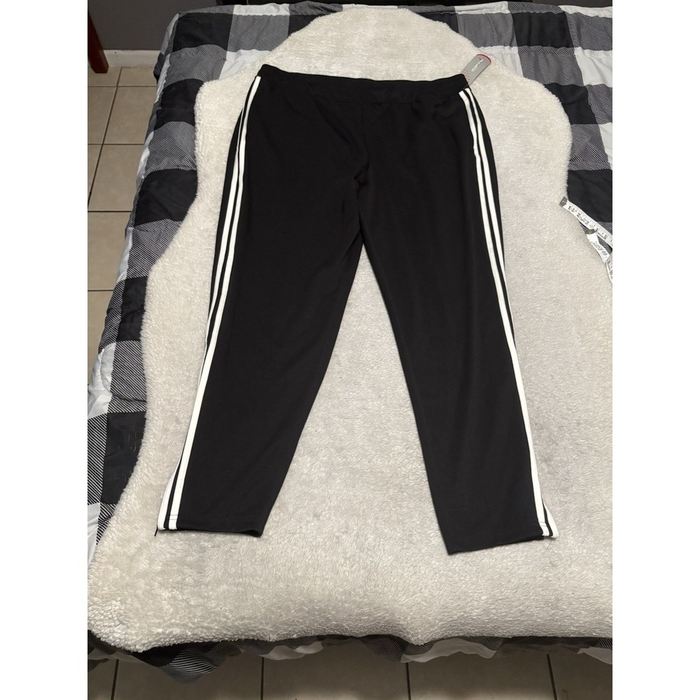 New Exertek Women's Black White Striped Athletic Joggers Plus Size 2X Ankle Zip